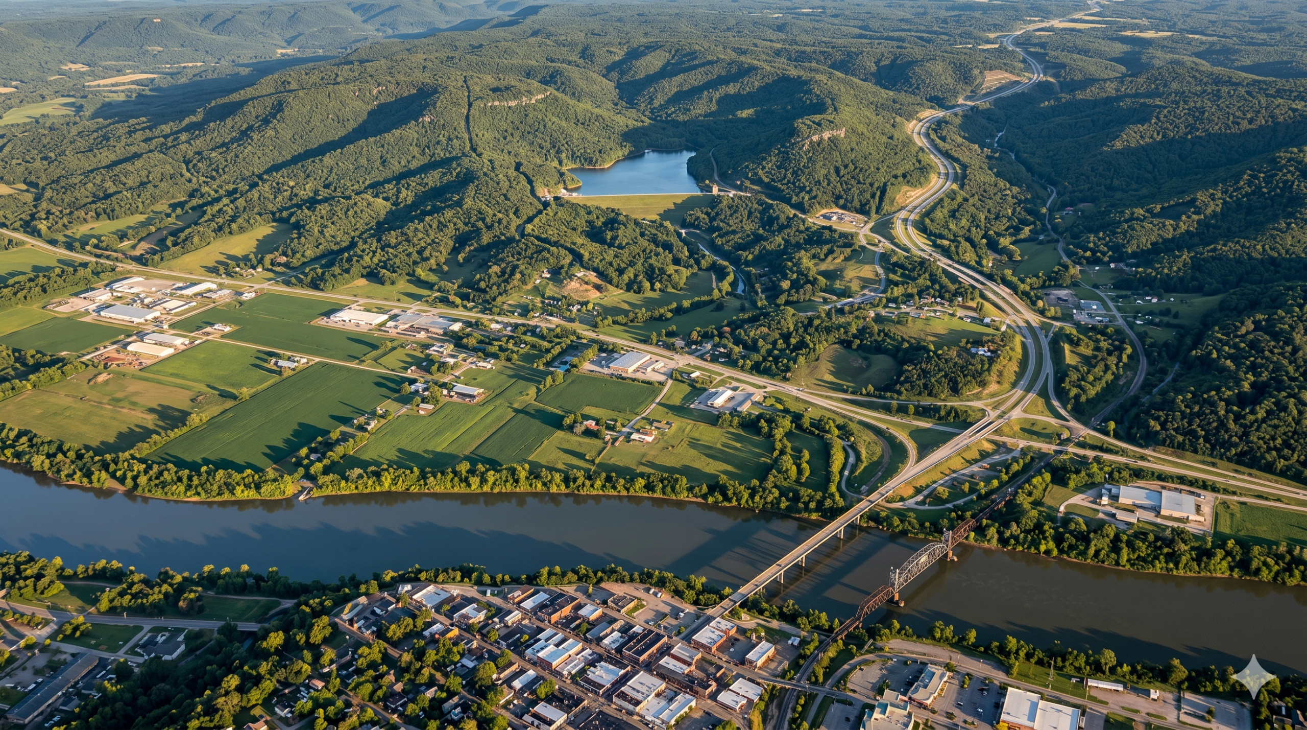 Aerial view of Crawford County, Arkansas served by Prime Dumpster Rentals