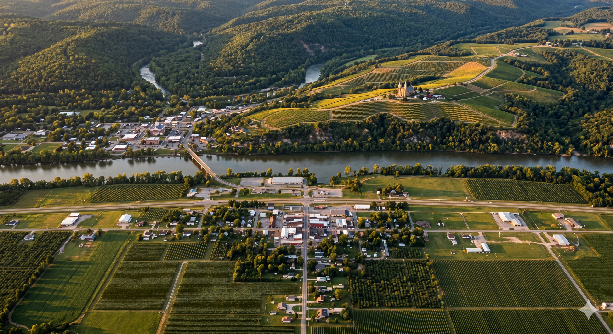 Aerial view of Franklin County, Arkansas served by Prime Dumpster Rentals