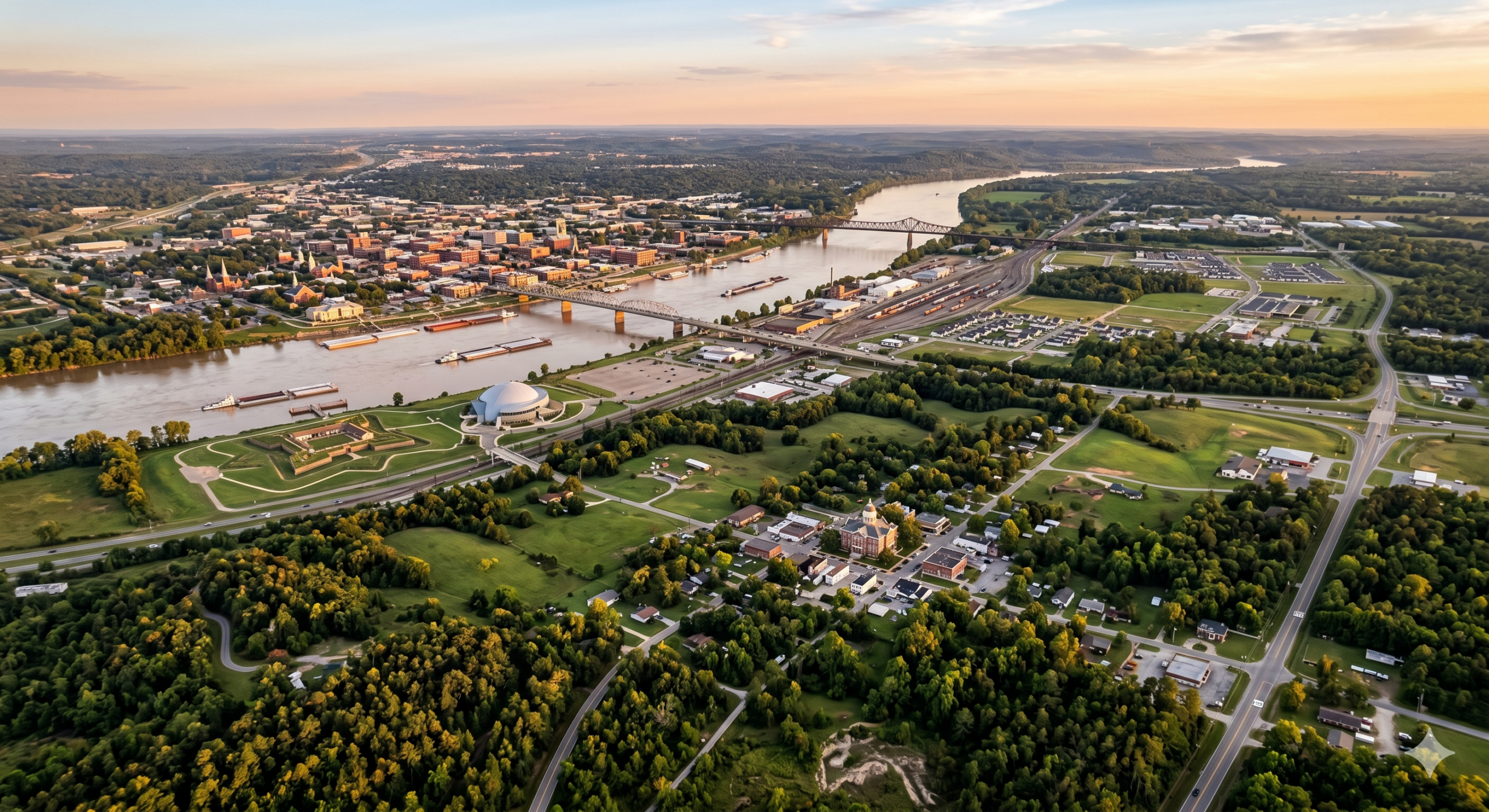 Aerial view of Sebastian County, Arkansas served by Prime Dumpster Rentals