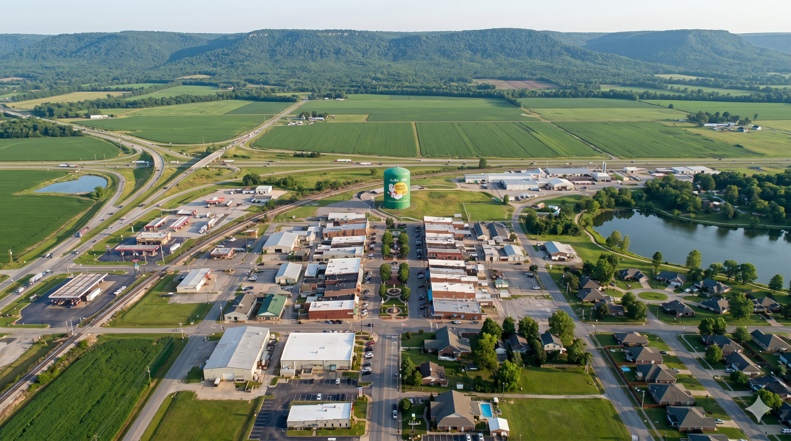 Aerial view of Alma, Arkansas served by Prime Dumpster Rentals
