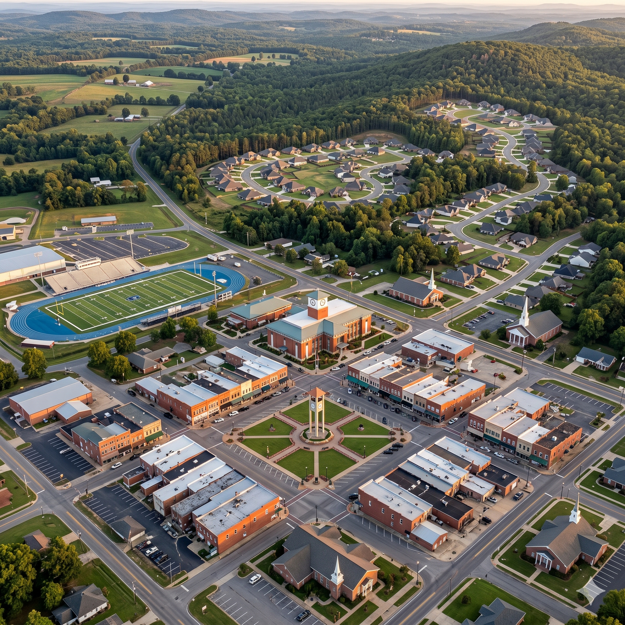 Aerial view of Greenwood, Arkansas served by Prime Dumpster Rentals