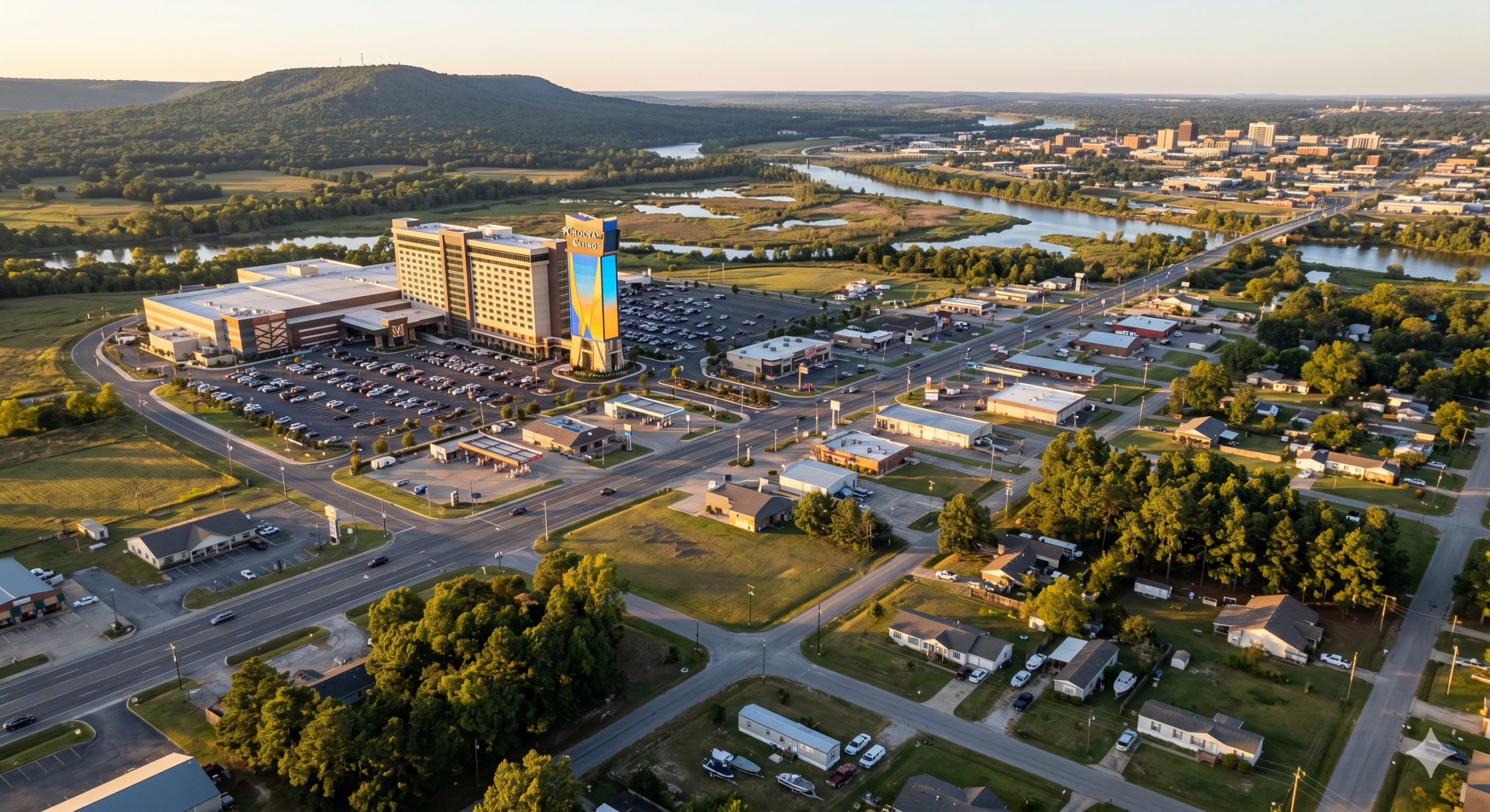 Aerial view of Pocola, Oklahoma served by Prime Dumpster Rentals