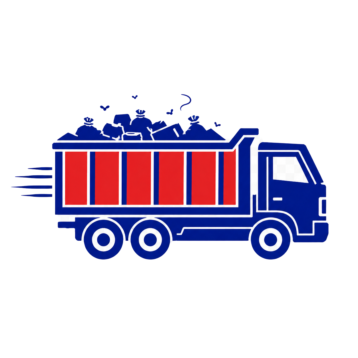 Prime Dumpster Rentals dump truck hauling away a full dumpster in Fort Smith AR